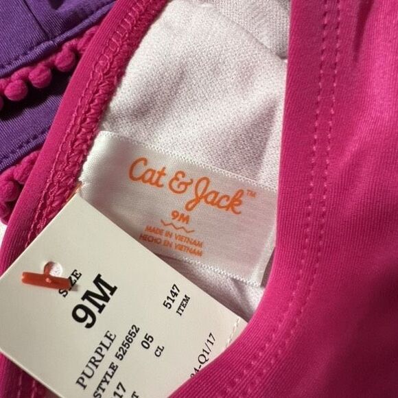 CAT & JACK Swimwear Little Girls Kids 9M Purple Rash Guard Sun Shining 2-Pc. Set - Picture 15 of 16